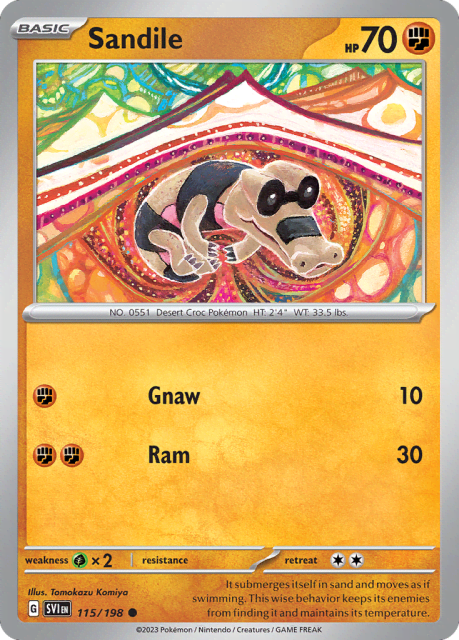 Sandile (Reverse Holofoil) (115) — Scarlet & Violet