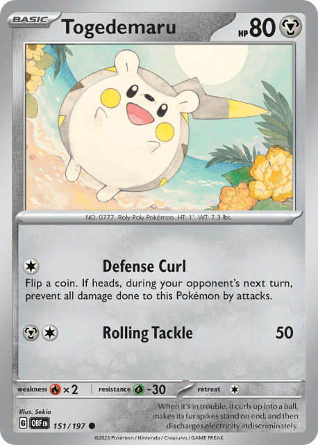Togedemaru (Reverse Holofoil) (151) — Obsidian Flames