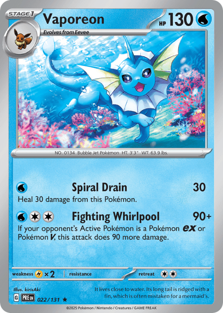 Vaporeon (Reverse Holofoil) (22) — Prismatic Evolutions