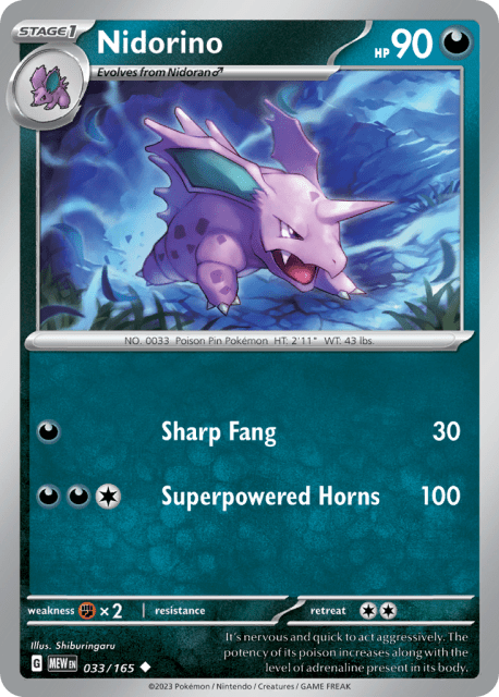 Nidorino (Reverse Holofoil) (33) — 151