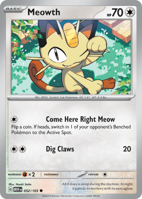 Meowth (Reverse Holofoil) (52) — 151