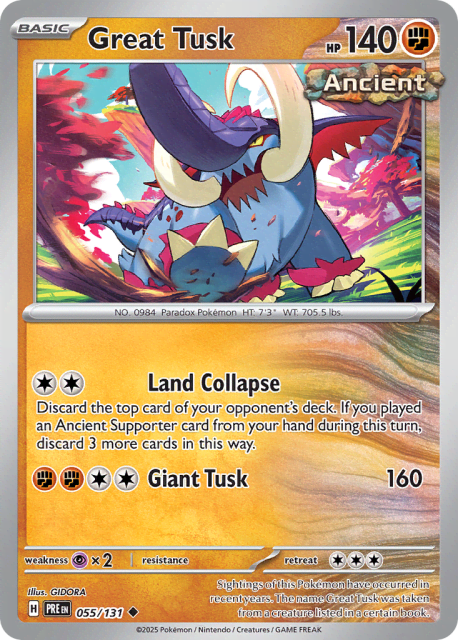 Great Tusk (Master Ball Reverse Holofoil) (55) — Prismatic Evolutions