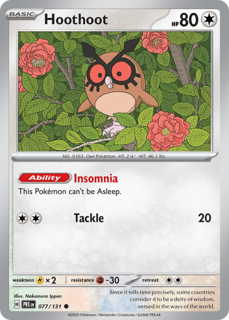Hoothoot (Reverse Holofoil) (77) — Prismatic Evolutions