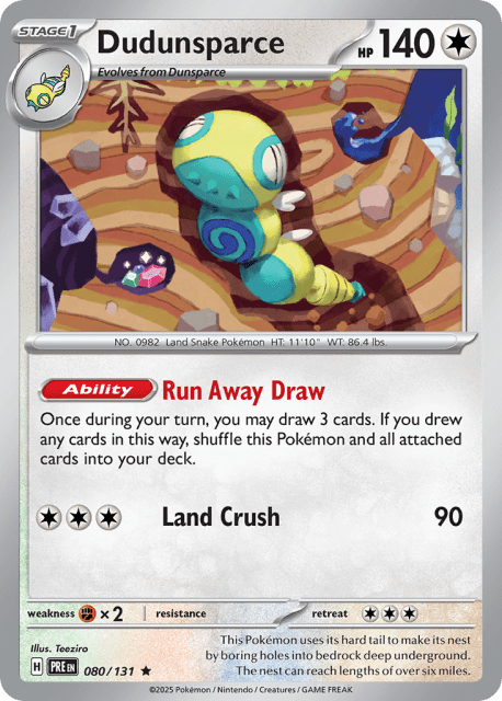 Dudunsparce (Master Ball Reverse Holofoil) (80) — Prismatic Evolutions