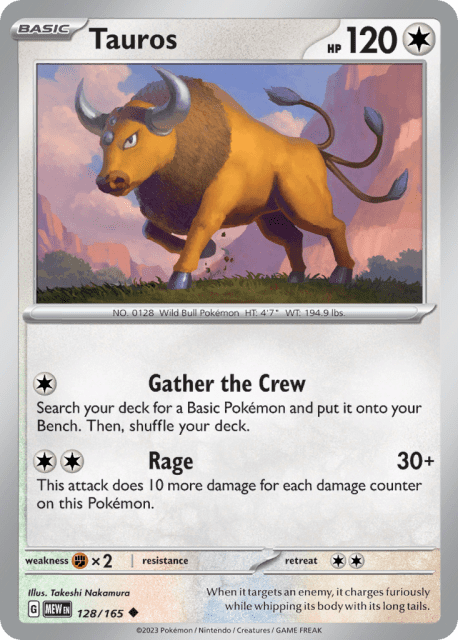 Tauros (Reverse Holofoil) (128) — 151