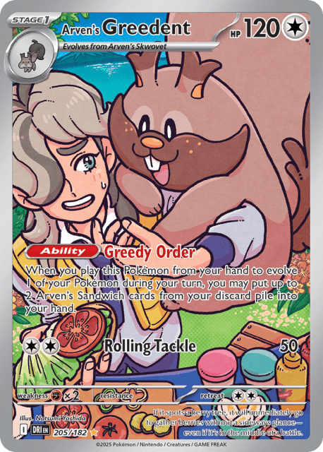 Arven's Greedent (Holofoil) (205) — Destined Rivals