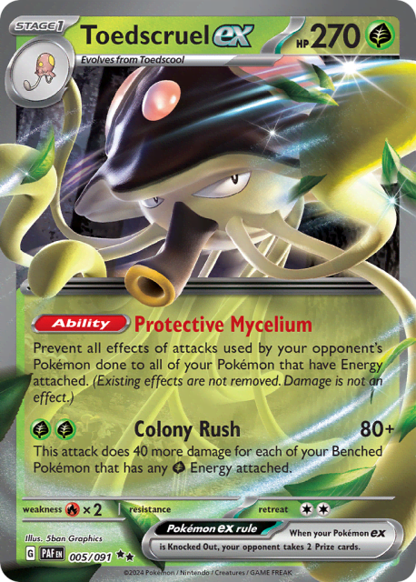 Toedscruel ex (Holofoil) (5) — Paldean Fates