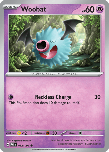 Woobat (Reverse Holofoil) (32) — Paldean Fates