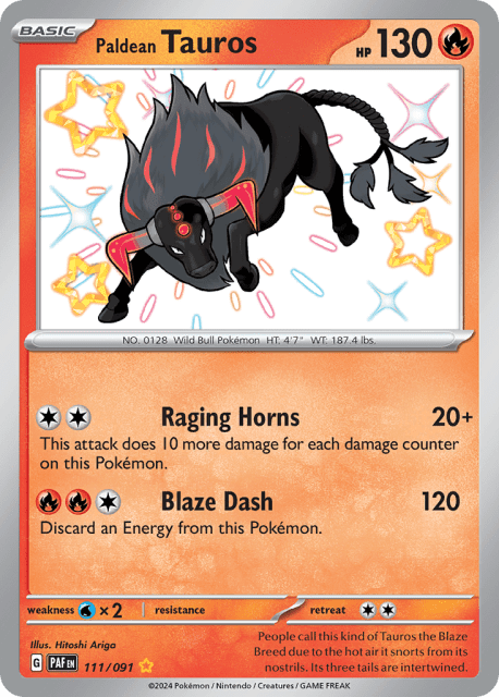 Paldean Tauros (Holofoil) (111) — Paldean Fates