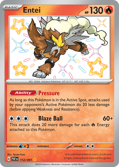 Entei (Holofoil) (112) — Paldean Fates