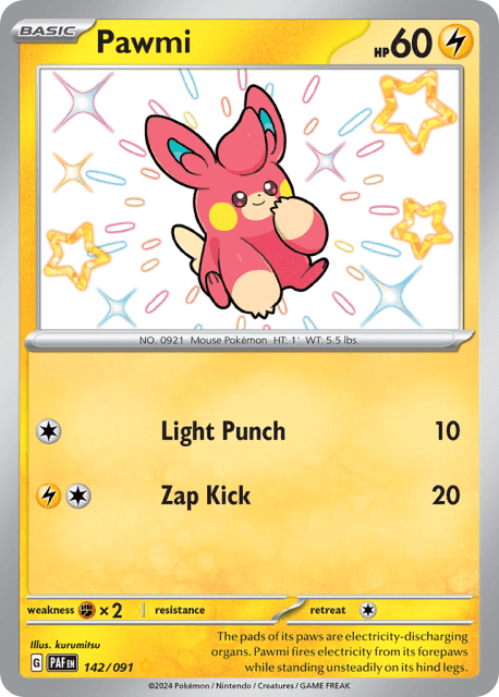 Pawmi (Holofoil) (142) — Paldean Fates