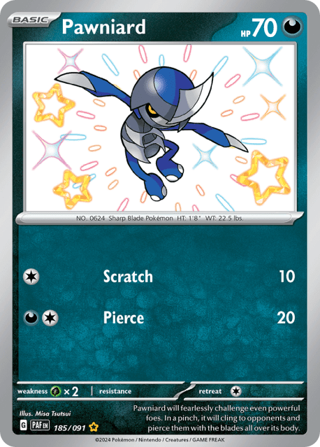 Pawniard (Holofoil) (185) — Paldean Fates