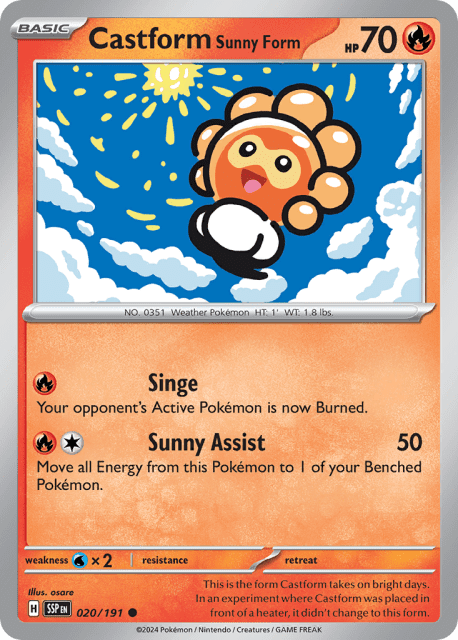 Castform Sunny Form (Reverse Holofoil) (20) — Surging Sparks