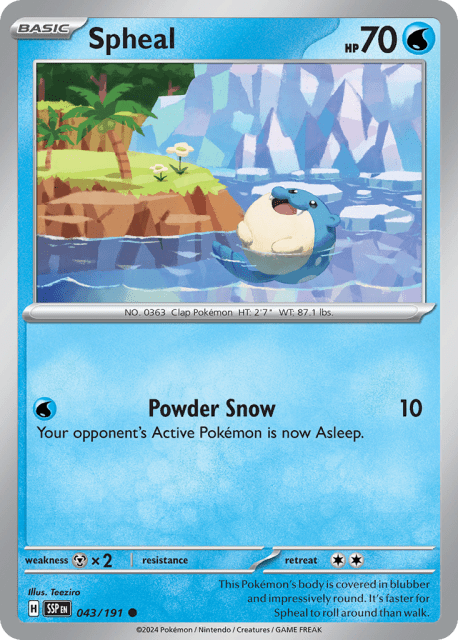Spheal (Reverse Holofoil) (43) — Surging Sparks