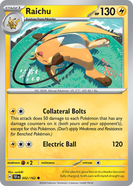Raichu (Reverse Holofoil) (52) — Temporal Forces