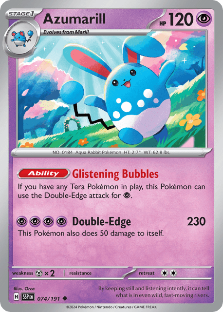 Azumarill (Reverse Holofoil) (74) — Surging Sparks