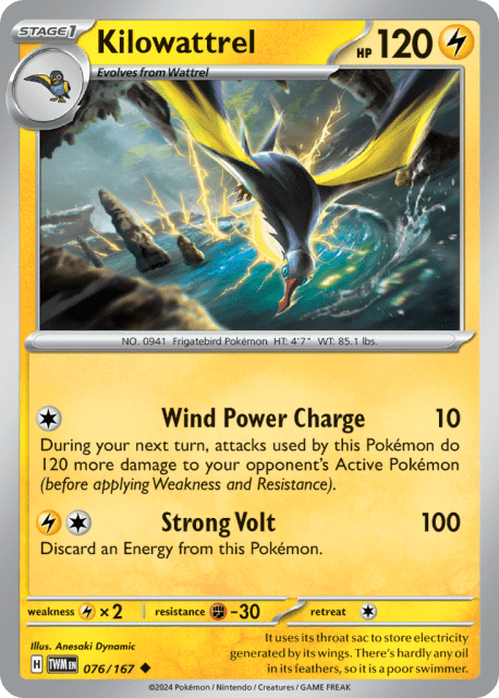 Kilowattrel (Reverse Holofoil) (76) — Twilight Masquerade