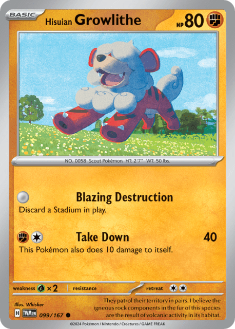 Hisuian Growlithe (Reverse Holofoil) (99) — Twilight Masquerade