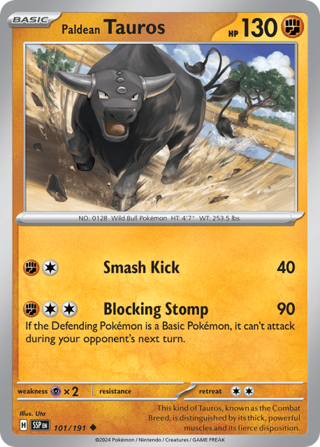 Paldean Tauros (Reverse Holofoil) (101) — Surging Sparks