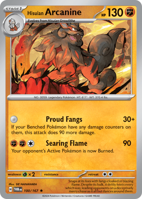Hisuian Arcanine (Reverse Holofoil) (100) — Twilight Masquerade