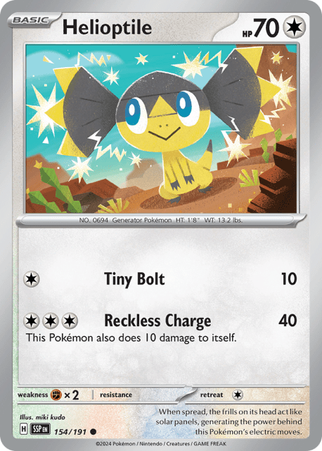 Helioptile (Reverse Holofoil) (154) — Surging Sparks
