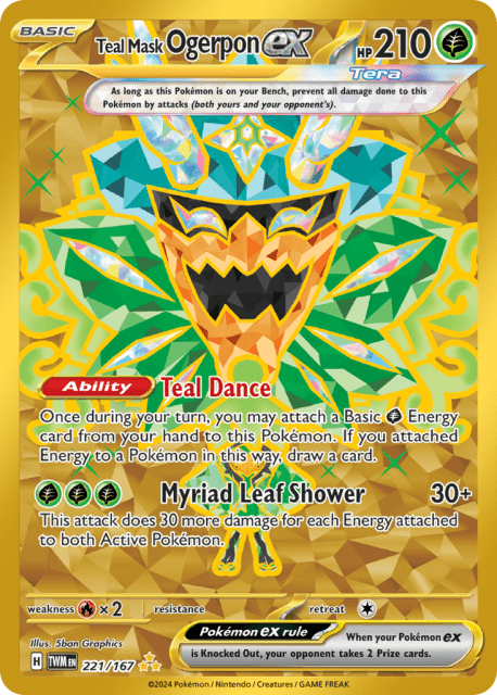 Teal Mask Ogerpon ex (Holofoil) (221) — Twilight Masquerade