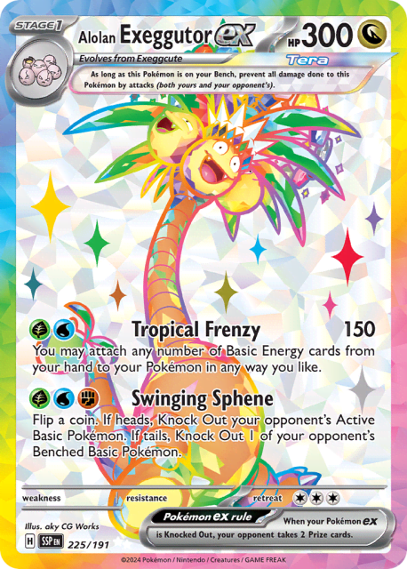 Alolan Exeggutor ex (Holofoil) (225) — Surging Sparks