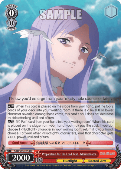 Preparation for the Load Test, Administrator — Sword Art Online -Alicization-