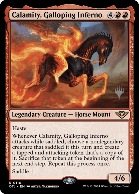 Calamity, Galloping Inferno (116) — Outlaws of Thunder Junction Promos