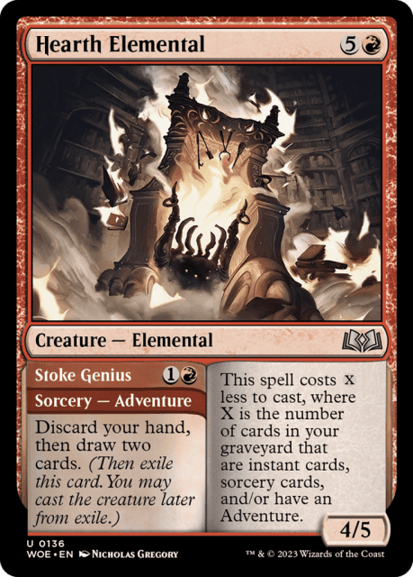 Hearth Elemental // Stoke Genius (136) — Wilds of Eldraine
