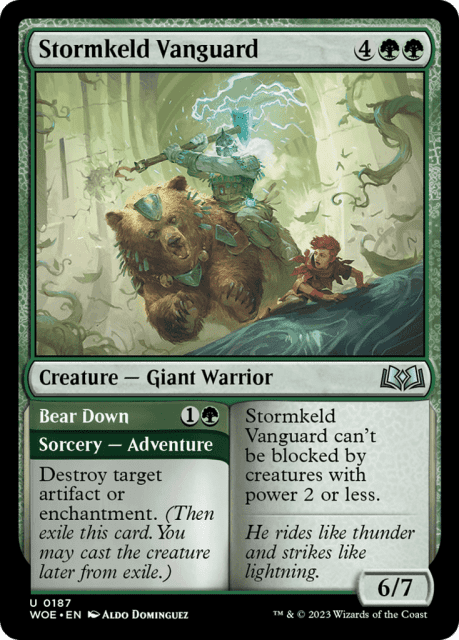Stormkeld Vanguard // Bear Down (187) — Wilds of Eldraine