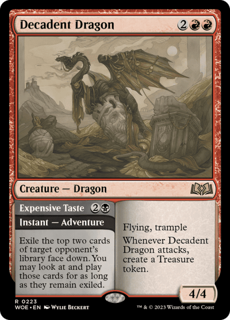 Decadent Dragon // Expensive Taste (223) — Wilds of Eldraine