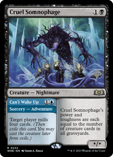 Cruel Somnophage // Can't Wake Up (222) — Wilds of Eldraine Promos