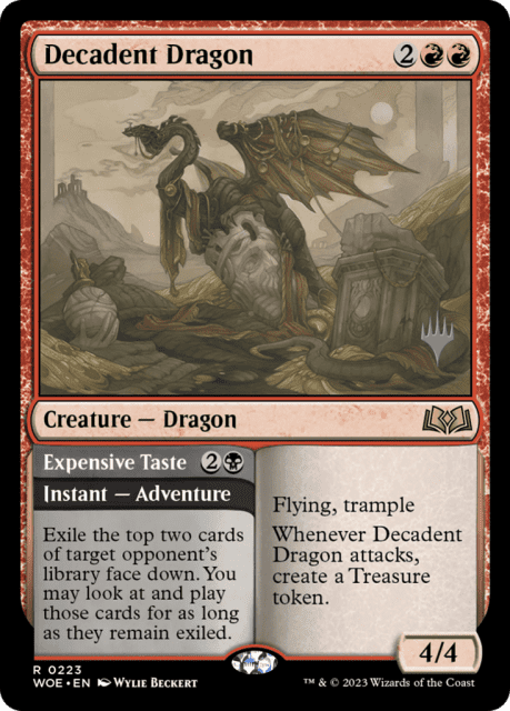 Decadent Dragon // Expensive Taste (223) — Wilds of Eldraine Promos