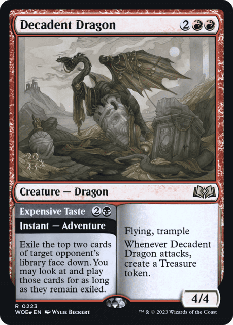 Decadent Dragon // Expensive Taste (223) — Wilds of Eldraine Promos