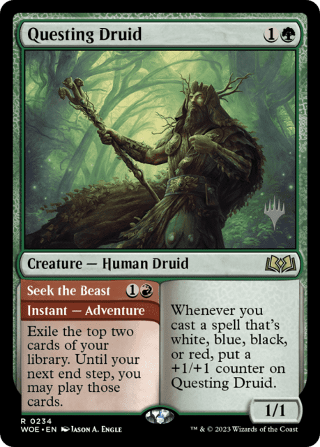 Questing Druid // Seek the Beast (234) — Wilds of Eldraine Promos