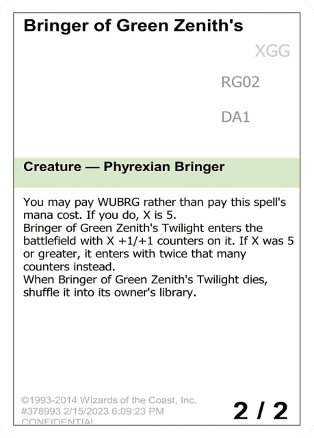 Bringer of Green Zenith's Twilight (RG02a) — Unknown Event