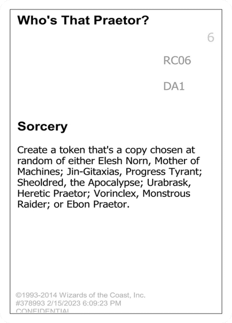Who's That Praetor? (RC06) — Unknown Event