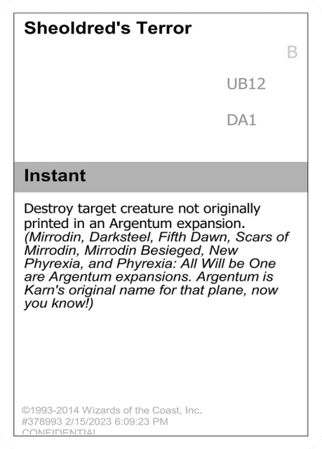 Sheoldred's Terror (UB12) — Unknown Event