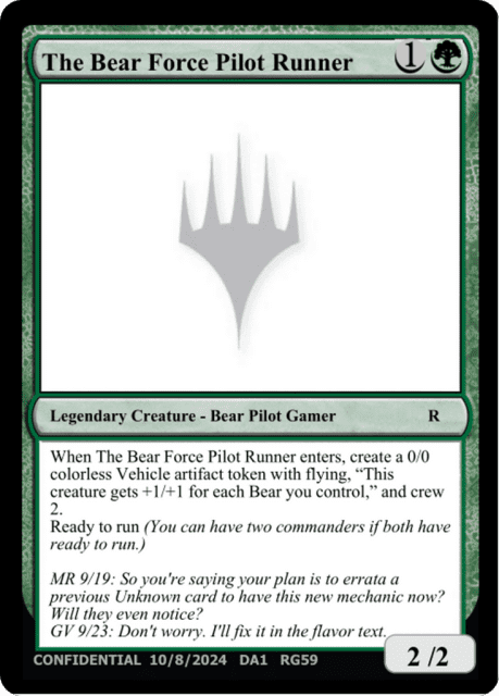 The Bear Force Pilot Runner (RG59a) — Unknown Event