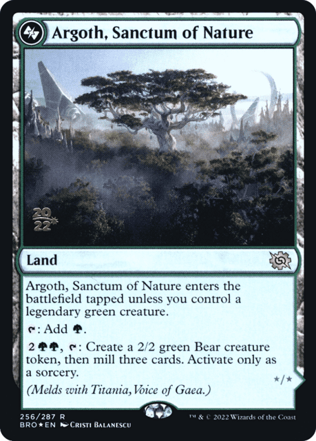 Argoth, Sanctum of Nature // Titania, Gaea Incarnate (256a) — The Brothers' War Promos