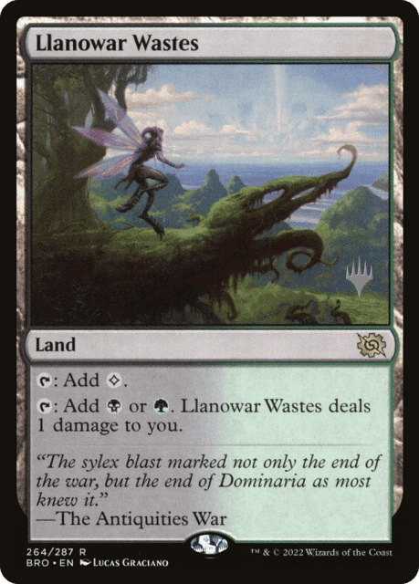 Llanowar Wastes (264) — The Brothers' War Promos