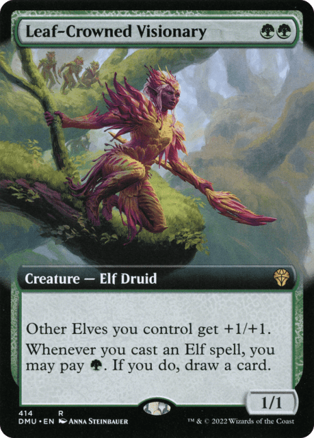 Leaf-Crowned Visionary (414) — Dominaria United