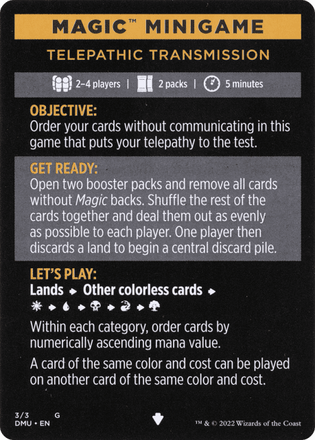Telepathic Transmission // Telepathic Transmission (cont'd) (3) — Dominaria United Minigames