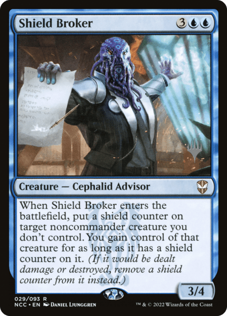 Shield Broker (29) — New Capenna Commander Promos