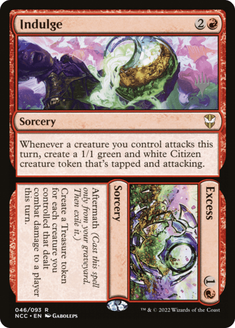 Indulge // Excess (46) — New Capenna Commander Promos