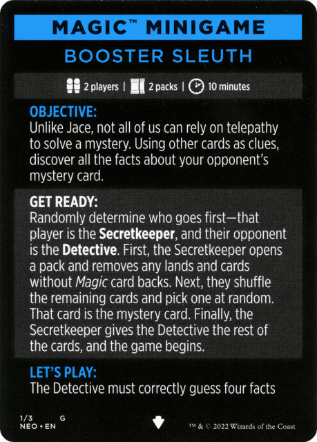 Booster Sleuth // Booster Sleuth (cont'd) (1) — Kamigawa: Neon Dynasty Minigames