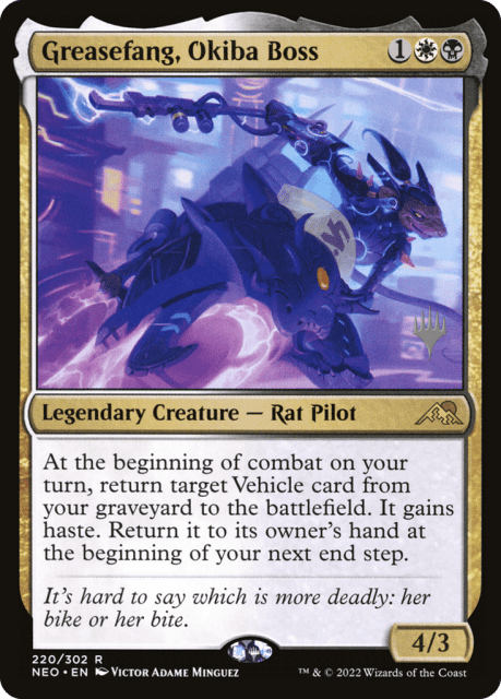 Greasefang, Okiba Boss (220) — Kamigawa: Neon Dynasty Promos