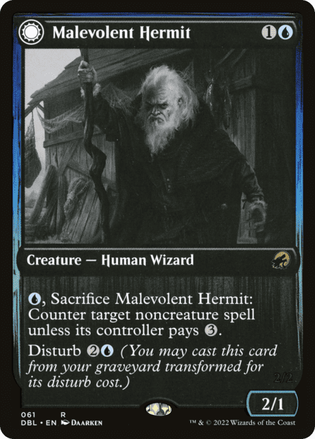 Malevolent Hermit // Benevolent Geist (61) — Innistrad: Double Feature