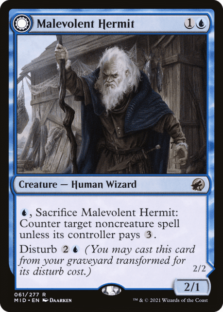 Malevolent Hermit // Benevolent Geist (61) — Innistrad: Midnight Hunt